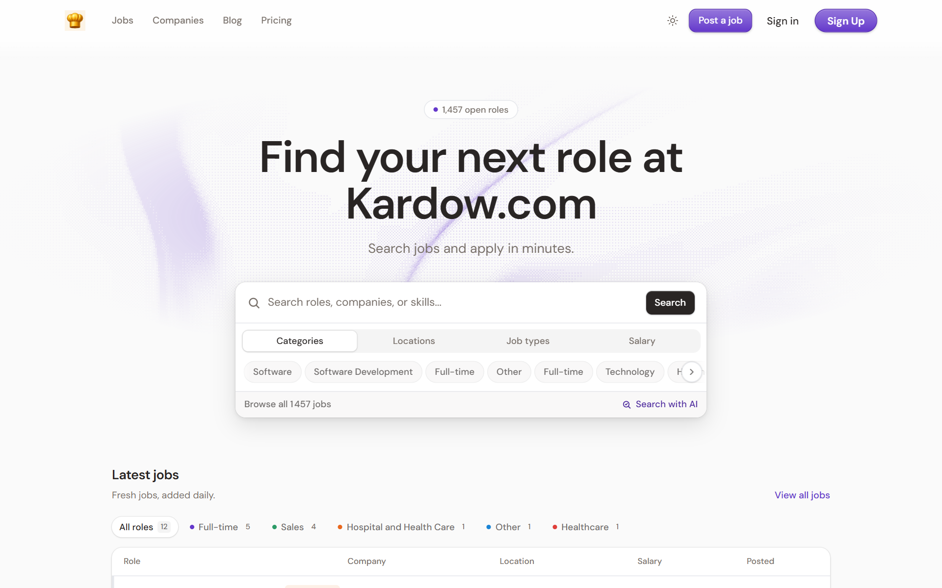Studio job board template
